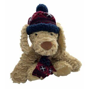 Gentle Treasures 12" Plush Sitting Puppy Dog Hat Scarf 2016 Stuff Animal Toy GT